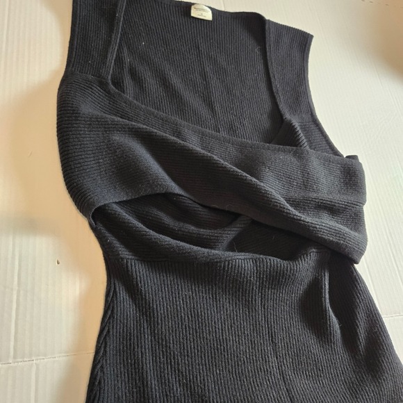 Abercrombie & Fitch Womens Bodysuit Black XL Wrap Front Ribbed Knit - Picture 4 of 12